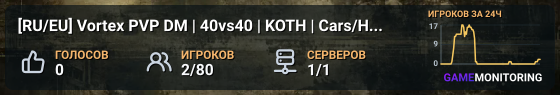 [RU/EU] Vortex PVP DM | 40vs40 | KOTH | Cars/Heli 3PP | 1PP - PVP