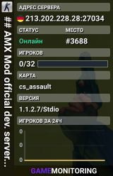 ## AMX Mod official dev. server #5 (b8-RG) ## http://amxmod.net