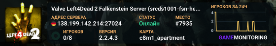 Valve Left4Dead 2 Falkenstein Server (srcds1001-fsn-hetz.421.10