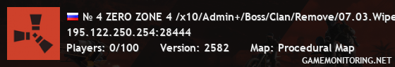 № 4 ZERO ZONE 4 /x10/Admin+/Boss/Clan/Remove/07.03.Wipe