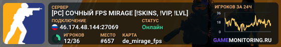 [РС] СОЧНЫЙ FPS MIRAGE [!SKINS, !VIP, !LVL]