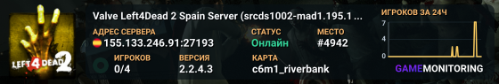 Valve Left4Dead 2 Spain Server (srcds1002-mad1.195.179)