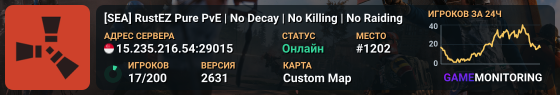 [SEA] RustEZ Pure PvE | No Decay | No Killing | No Raiding
