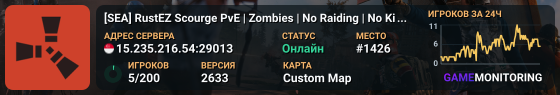 [SEA] RustEZ Scourge PvE | Zombies | No Raiding | No Killing