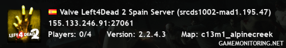 Valve Left4Dead 2 Spain Server (srcds1002-mad1.195.47)