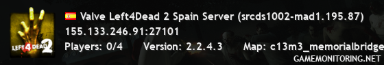 Valve Left4Dead 2 Spain Server (srcds1002-mad1.195.87)