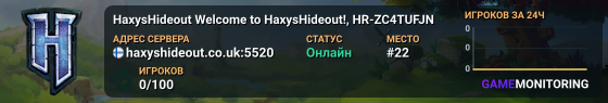 HaxysHideout §aWelcome to §lHaxysHideout§r!, HR-ZC4TUFJN