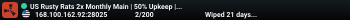 US Rusty Rats 2x Monthly Main | 50% Upkeep | No BP Wipe