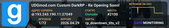 UDGmod.com Custom DarkRP - Re Opening Soon!