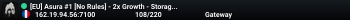 [EU] Asura #1 [No Rules] - 2x Growth - Storage - High AI