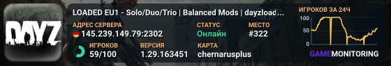 LOADED EU1 - Solo/Duo/Trio | Balanced Mods | dayzloaded.gg
