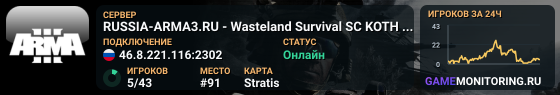 RUSSIA-ARMA3.RU - Wasteland Survival SC KOTH PvPvE