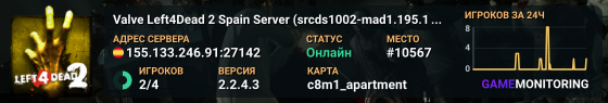 Valve Left4Dead 2 Spain Server (srcds1002-mad1.195.128)