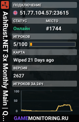 AshRust.NET 3x Monthly Main | Qol/Loot+ | 50% Upkeep |Full Wipe