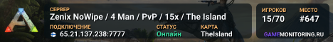 Zenix NoWipe / 4 Man / PvP / 15x / The Island