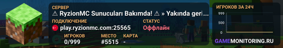 ⚠ RyzionMC Sunucuları Bakımda! ⚠ » Yakında geri döneceğiz... «