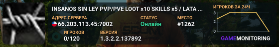 INSANOS SIN LEY PVP/PVE LOOT x10 SKILLS x5 / LATAM - BOT PREMIUM