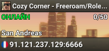 Cozy Corner - Freeroam/Roleplay [open.mp]
