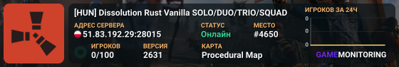 [HUN] Dissolution Rust Vanilla SOLO/DUO/TRIO/SQUAD