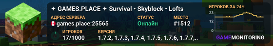 ✦ GAMES.PLACE ✦ Survival • Skyblock • Lofts