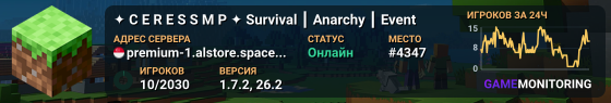 ✦ C E R E S S M P ✦ ⚡ Survival ┃ ☠ Anarchy ┃ 🏆 Event