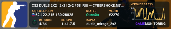 CS2 DUELS 2X2 | 2x2 | 2v2 #58 [RU] — CYBERSHOKE.NET (ONLY MIR