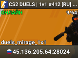 CS2 DUELS | 1v1 #412 [RU] — CYBERSHOKE.NET (ONLY MIRAGE)