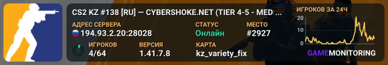 CS2 KZ #138 [RU] — CYBERSHOKE.NET (TIER 4-5 - MEDIUM, ONLY VA