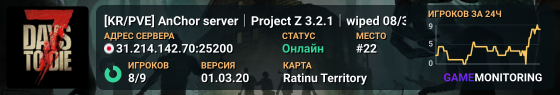 [KR/PVE] AnChor server｜Project Z 3.2.1｜wiped 08/30