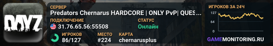 Predators Chernarus HARDCORE | ONLY PvP| QUEST SYSTEM| SKILLS