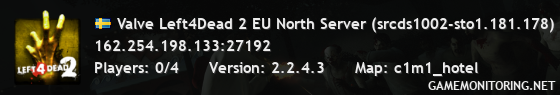 Valve Left4Dead 2 EU North Server (srcds1002-sto1.181.178)