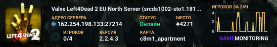 Valve Left4Dead 2 EU North Server (srcds1002-sto1.181.200)