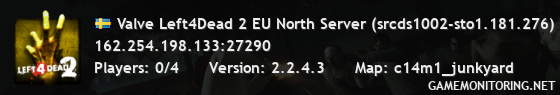 Valve Left4Dead 2 EU North Server (srcds1002-sto1.181.276)