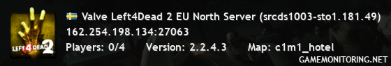 Valve Left4Dead 2 EU North Server (srcds1003-sto1.181.49)