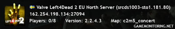 Valve Left4Dead 2 EU North Server (srcds1003-sto1.181.80)