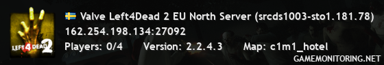 Valve Left4Dead 2 EU North Server (srcds1003-sto1.181.78)