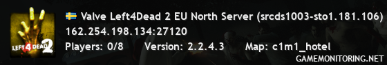 Valve Left4Dead 2 EU North Server (srcds1003-sto1.181.106)