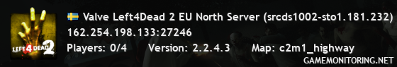 Valve Left4Dead 2 EU North Server (srcds1002-sto1.181.232)