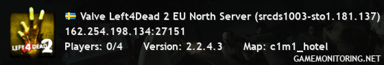 Valve Left4Dead 2 EU North Server (srcds1003-sto1.181.137)