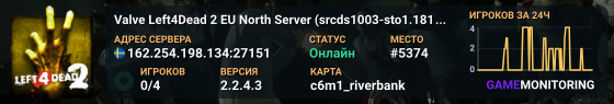 Valve Left4Dead 2 EU North Server (srcds1003-sto1.181.137)