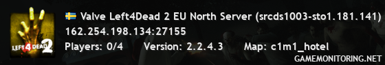 Valve Left4Dead 2 EU North Server (srcds1003-sto1.181.141)