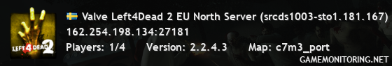 Valve Left4Dead 2 EU North Server (srcds1003-sto1.181.167)