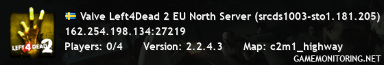 Valve Left4Dead 2 EU North Server (srcds1003-sto1.181.205)