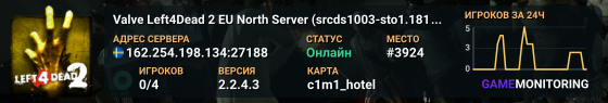 Valve Left4Dead 2 EU North Server (srcds1003-sto1.181.174)