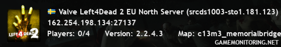 Valve Left4Dead 2 EU North Server (srcds1003-sto1.181.123)