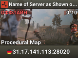Name of Server as Shown on the Client Server List