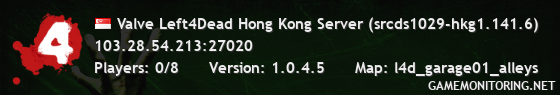 Valve Left4Dead Hong Kong Server (srcds1029-hkg1.141.6)