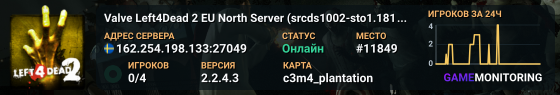 Valve Left4Dead 2 EU North Server (srcds1002-sto1.181.35)