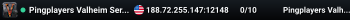 Pingplayers Valheim Server