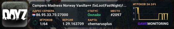 Campers Madness Norway Vanilla++ |5xLoot|FastNight|Airdrop|+++|